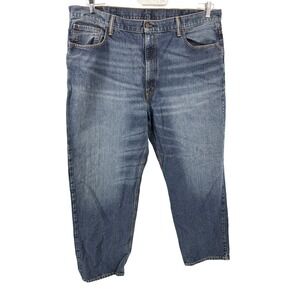 Levi 550 Jeans 44x32 Relaxed Fit Men's  Blue Denim Whiskering Relaxed
